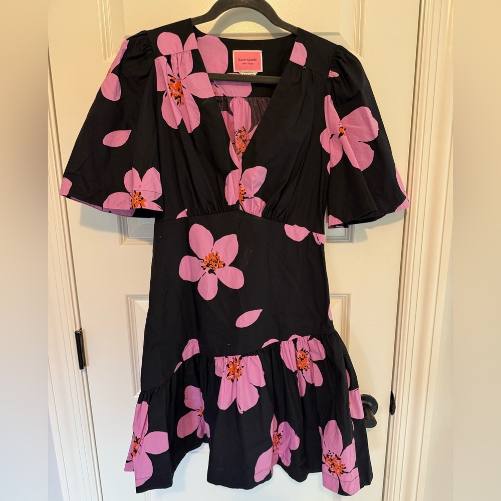 Kate Spade Black Dress with Pink Floral Design